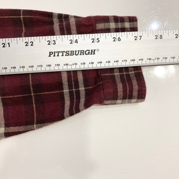 NWOT SLATE & STONE Shirt Men XXL Plaid Flannel Burgundy Elbow Patch Cotton - Picture 10 of 10